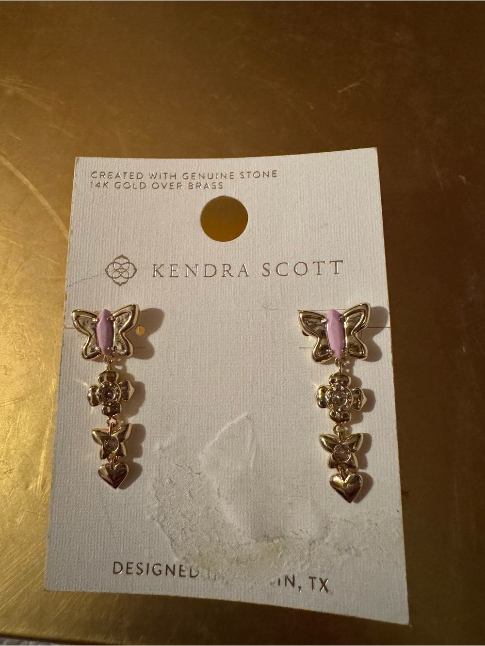 Kendra Scott Pink Butterfly & Flower Drop Earrings C3